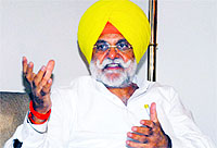 Congress MLA from Kapurthala Rana Gurjit Singh addresses a press conference in Jalandhar on Wednesday