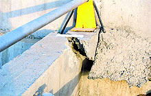 A wall of railway under bridge (RUB) that found to be displaced