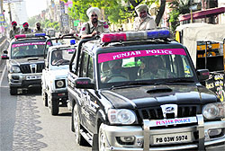 The police staging a flag march to instill a sense of security among residents of Bathinda on Thursday