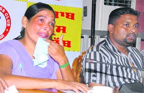Kamaljit Kaur addresses mediapersons in Jalandhar on Thursday