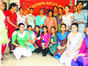 Participants at the soft toys making camp in Rajouri on Thursday. 