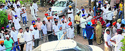 People queue up to submit their documents for the upcoming panchayat elections in Kharar on Friday