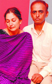 Ashutosh with his wife, who were rescued from Kedarnath, at their residence in Sector 38. 