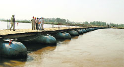 The pontoon bridge over the Beas that is to be dismantled, in Kapurthala. 