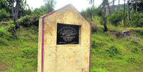 The foundation stone of the ropeway project at Patnitop.