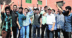 Students protest against the Board of Professional Entrance Examinations in Srinagar on Sunday