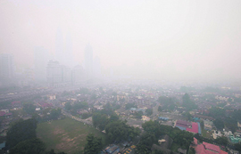Kuala Lumpur covered in haze on Sunday.