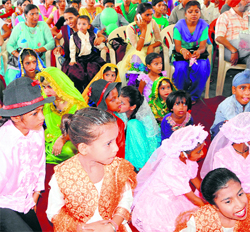Special children participate in a cultural programme in Amritsar on Monday.