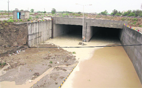 The inundated Mansa RUB following incessant rain in Bathinda a few days ago.