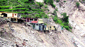 A village near Joshimath that has been hit by landslides following heavy rains in the Garhwal region of Uttarakhand.