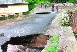A small bridge that was damaged on the Janjehli road in Mandi. Photo: Jai kumar