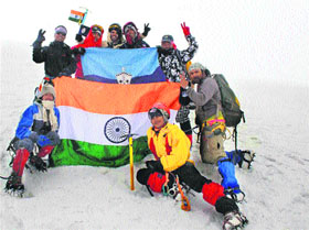 A team from Bishop Cotton School, Shimla, that scaled the Deo Tibba peak (19,688 ft) of the Himalayas. 