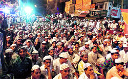 Devotees offer prayers on the occasion of Shab-e-Barat at the Jama Masjid in Ludhiana