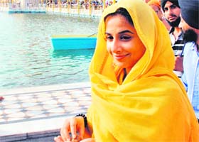Bollywood actress Vidya Balan pays obeisance at the Golden Temple in Amritsar on Wednesday
