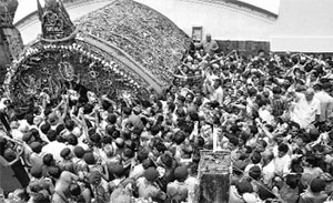 Devotees at the Kamakhya Temple that reopened after the Ambubachi festival in Guwahati on Wednesday. 