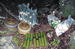 The arms and ammunitions recovered by the Army on Wednesday from Kupwara district