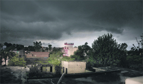 A thick cover of clouds on the outskirts of Jammu on Thursday.