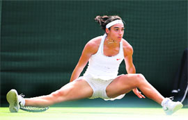 Split Wide Open: Caroline Garcia too found the surface a little too slippery in her game against Serena Wiliams on Thursday. 