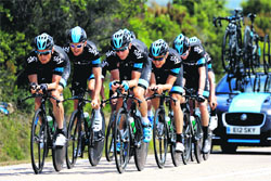Riders of the Sky Procycling team take part in a training session in Porto-Vecchio on the French island of Corsica. The 100th edition of the Tour de France bicycle race kicks off on Saturday in Corsica and runs until July 21, 2013 in Paris. 