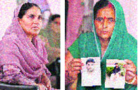 Urmila Devi, wife of Kuldeep Singh, and (right) Bishno Devi, wife of Om Prakash, at Budhi Village in Kathua district. 
