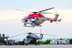 Advanced Light Helicopter lands at Jollygrant airport in Dehradun. 