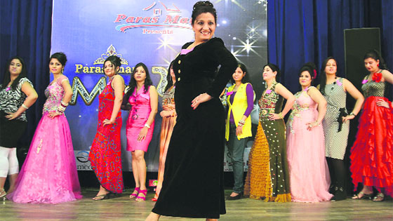 Contestants during the semifinal round of Mrs Punjab at Guru Nanak Bhawan in Ludhiana on Saturday.
