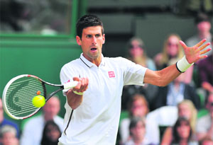 World No. 1 Novak Djokovic eased into the fourth round at Wimbledon on Saturday with a dominating 6-3, 6-2, 6-2 victory over No. 28 seed Jeremy Chardy on Saturday. 