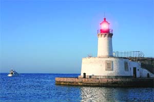 A lighthouse on the island