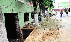 The parking lot of DAV College, Sector 10, Chandigarh, a part of which is being converted into an office by the college authorities