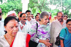 Ambika Soni, Congress general secretary, during her visit to Dehradun on Sunday
