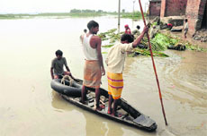 Badi Ganga seems to have engulfed an entire village in the state, forcing residents to live on boats. 