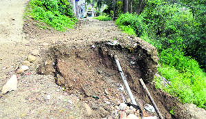 The road connecting Kangra with the Baba Balak Nath Temple in a bad shape.