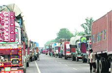 The Shambhu sales tax barrier in Rajpura. 