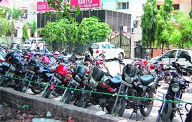 The greenbelts, which have illegally been converted into parking places, on the Ajnala road in Amritsar