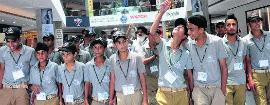 Students at a mall in Chandigarh on Monday. Tribune photo: Manoj Mahajan