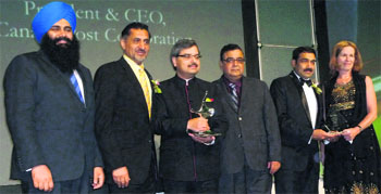 Ministers of state Tim Uppal (turbaned) and Bal Gosal (second from left), and Deepak Obhrai (third from right) parliamentary secretary to the foreign minister 