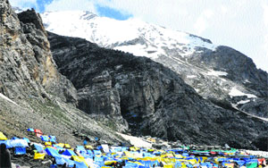 A view of the Amarnath cave shrine in south Kashmir. 
