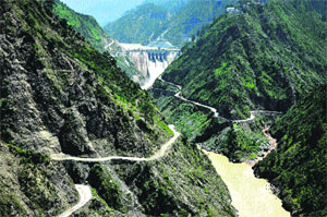 The Baglihar hydroelectric power project on the Chenab in Doda district. 