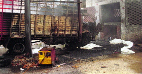 A view of the paper mill where the blast occurred in Baddi on Tuesday.
