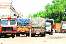 Trucks stranded at the Amritsar rail cargo facility as trade between India-Pakistan declines