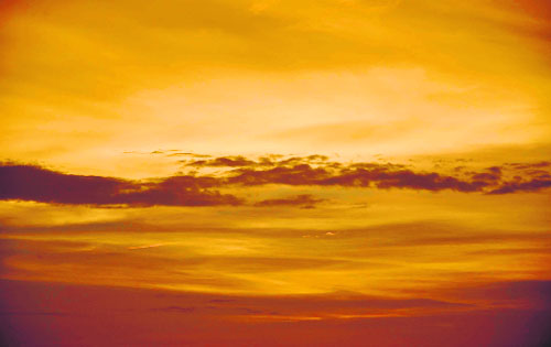 Sun rays behind monsoon clouds present a panoramic view of the sunset sky in Haridwar on Wednesday.