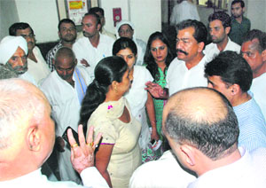Councillors hold a discussion at the Mini-Secretariat in Panchkula ahead of the elections on Thursday.