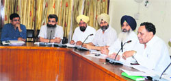 A meeting of the Estimates Committee of the Punjab Vidhan Sabha in progress at Circuit House in Ludhiana on Thursday. Photo: Inderjeet Verma
