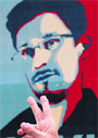 A man flashes a victory sign during a rally in support of Edward Snowden in Berlin. 