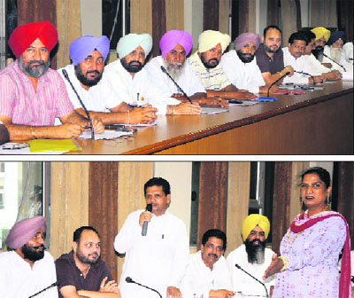 Councillors take part in the last General House meeting of the Municipal Corporation in Bathinda on Friday. 