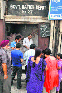 The government ration depot at the Panjthirthi area of Jammu.