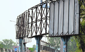 Hoardings have been removed from various places in Ludhiana. 