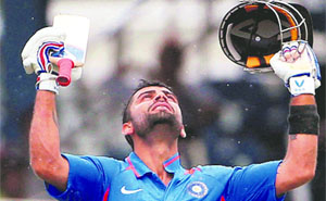  Virat Kohli hammered his 14th ODI century to give India a fighting chance in the must-win game at Port of Spain on Friday. 