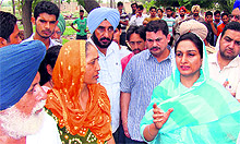 Harsimrat Kaur Badal, Member of Parliament from Bathinda, at the sangat darshan programme held in Rama Mandi on Saturday