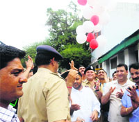 Volunteers during the awareness camp on drug addiction in Rajouri on Saturday.